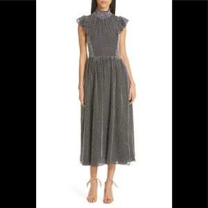 kate spade new york smocked clip midi dress